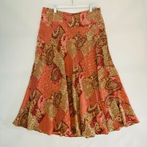 SUNNY LEIGH 100% Silk‎ Chiffon Flared Skirt Lined Multicolor Sz 12